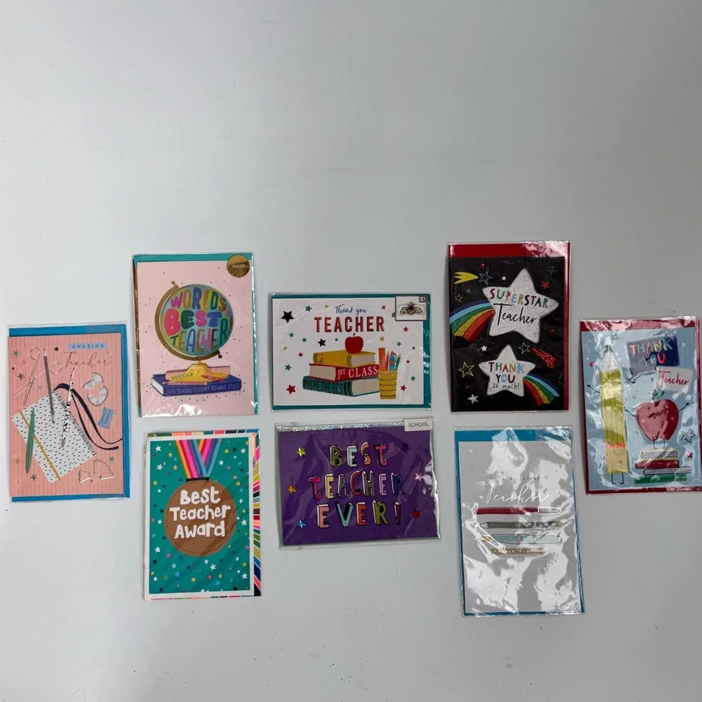 Lot of 8 Teacher Greeting Cards with Envelopes